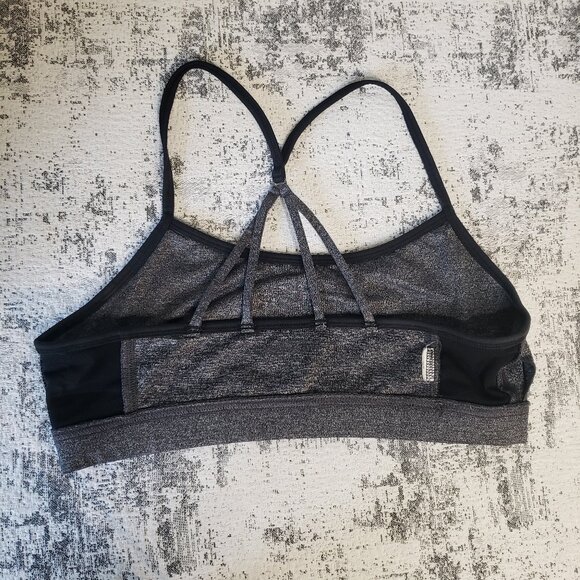 Grey and Black Sports Bra Swim Top for Yoga Gym Beach - Picture 7 of 7